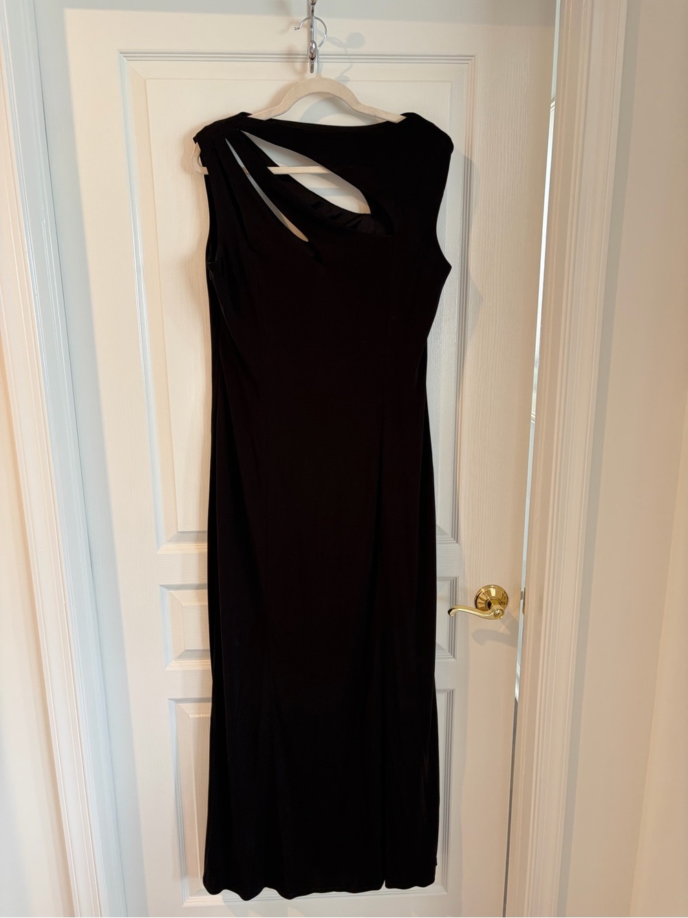Kay Unger Black Asymmetric Cutout Evening Dress